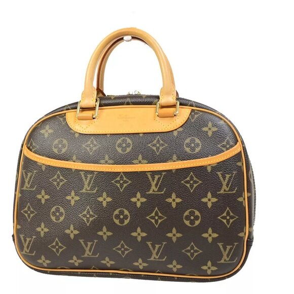 LOUIS VUITTON LV Logo Trouville Hand Bag Monogram Leather Brown - Picture 1 of 16